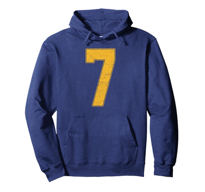 Number 7 Numbered Uniform Sports Hoodie - Aesthetic Graphic for Adults - T-Shirt, Sweatshirt, Hoodie