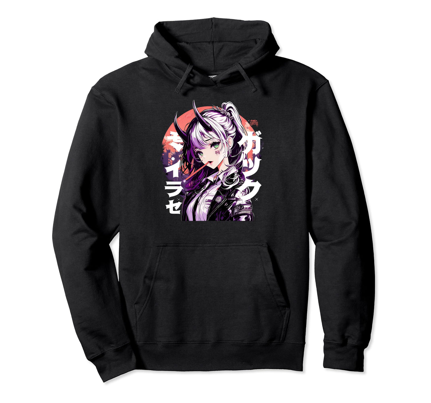 Anime Goth Grunge Demon Waifu Horror Hoodie - Streetwear Style for Adults - T-Shirt, Sweatshirt, Hoodie