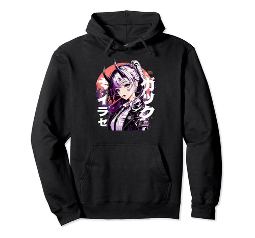 Anime Goth Grunge Demon Waifu Horror Hoodie - Streetwear Style for Adults - T-Shirt, Sweatshirt, Hoodie