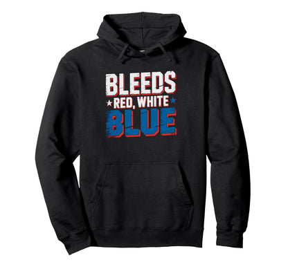 Grandpa Bleeds Red White Blue American Hoodie - Fun Novelty Design Unisex - T-Shirt, Sweatshirt, Hoodie