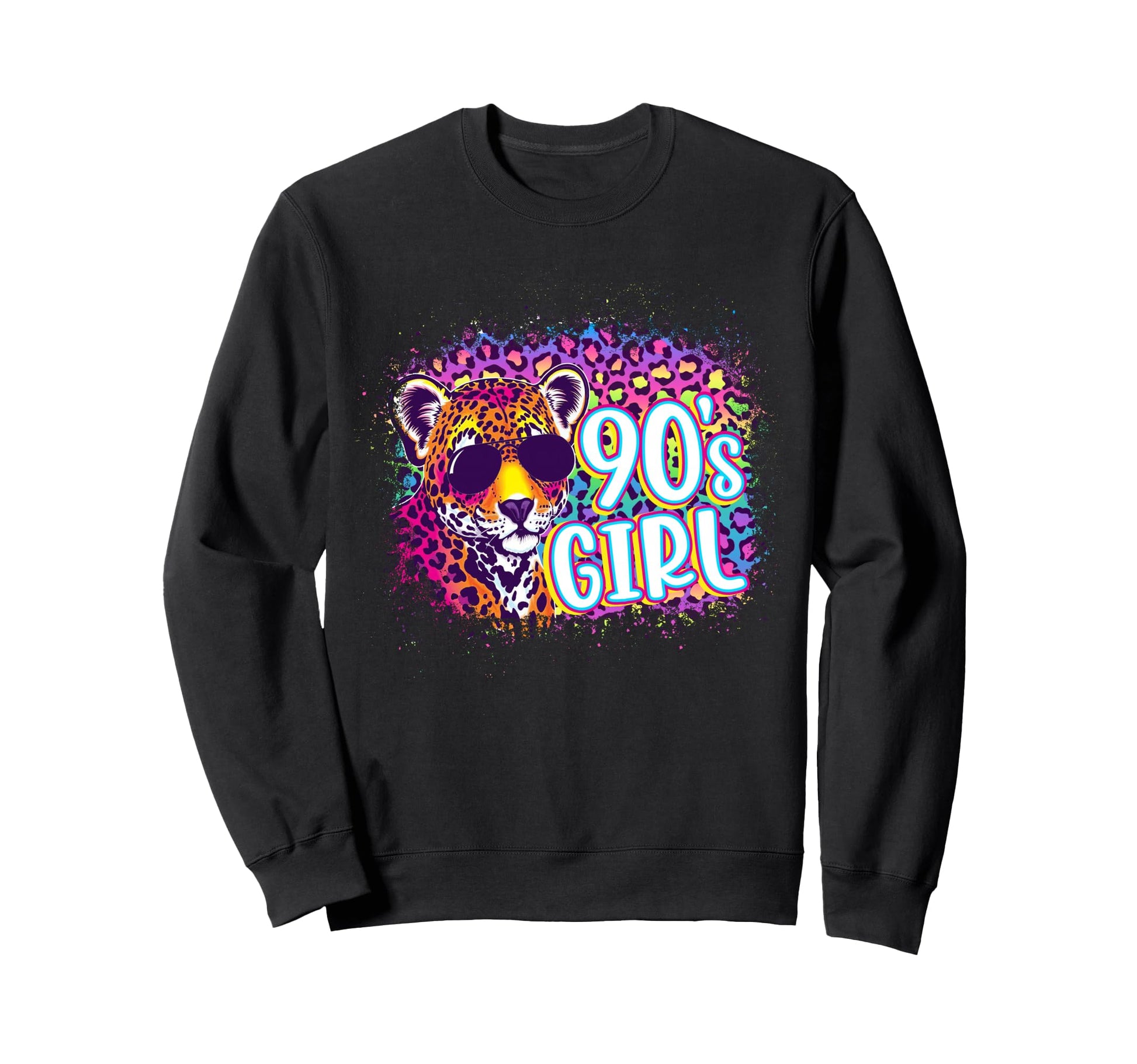 90S Birthday Party Rainbow Leopard Sweatshirt - Unique Graphic for Adults - T-Shirt, Sweatshirt, Hoodie
