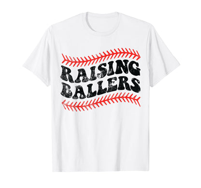 Raising Ballers Baseball Mom Dad T-Shirt - Minimalist Print Men Women - T-Shirt, Sweatshirt, Hoodie