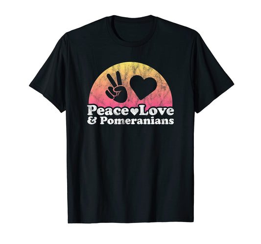 Peace Love And Pomeranians Pomeranian T-Shirt - Graphic Print for Adults - T-Shirt, Sweatshirt, Hoodie
