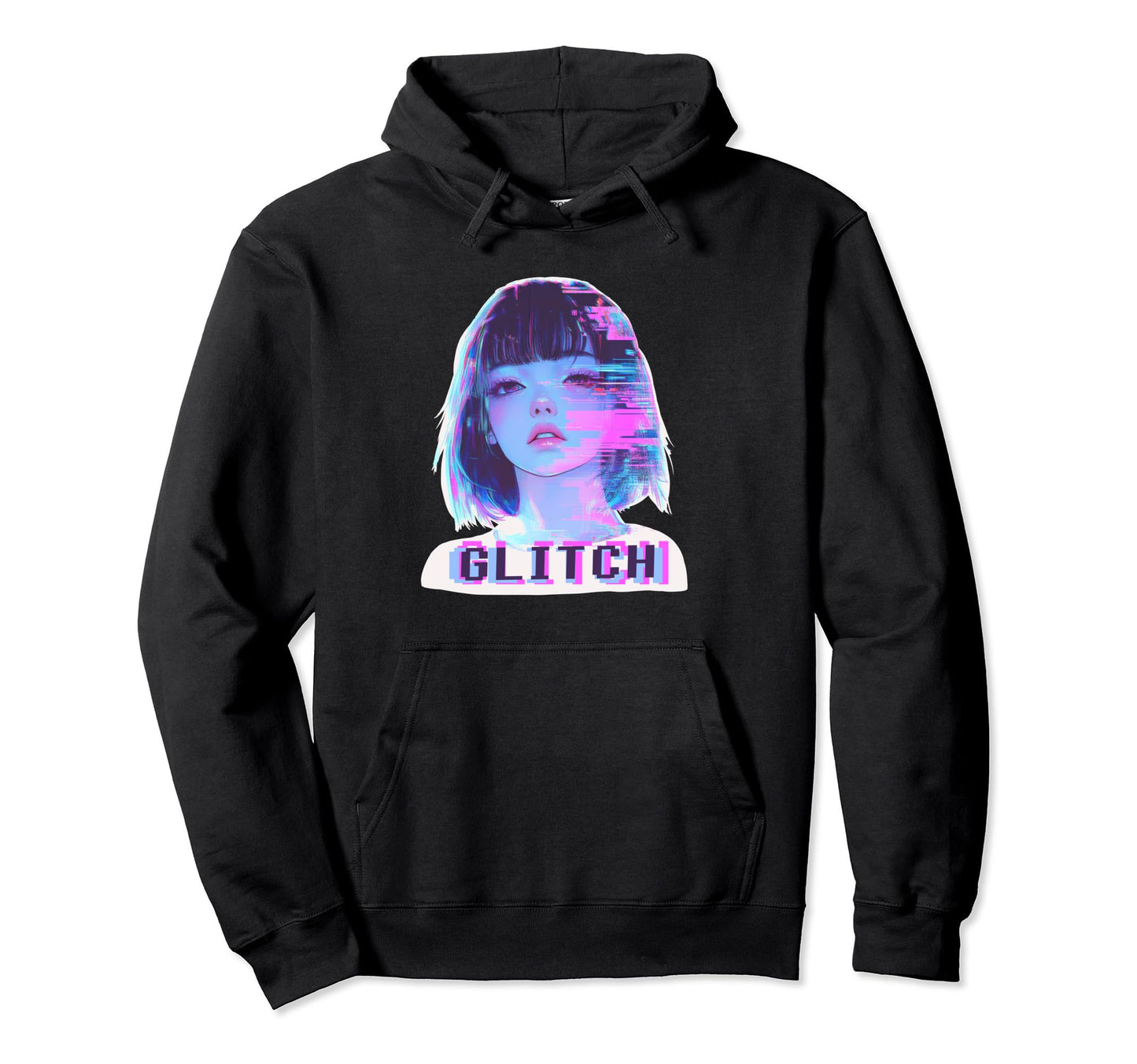 Japanese Vaporwave Edgy Sad Glitch Anime Hoodie - Custom Art Print Unisex - T-Shirt, Sweatshirt, Hoodie