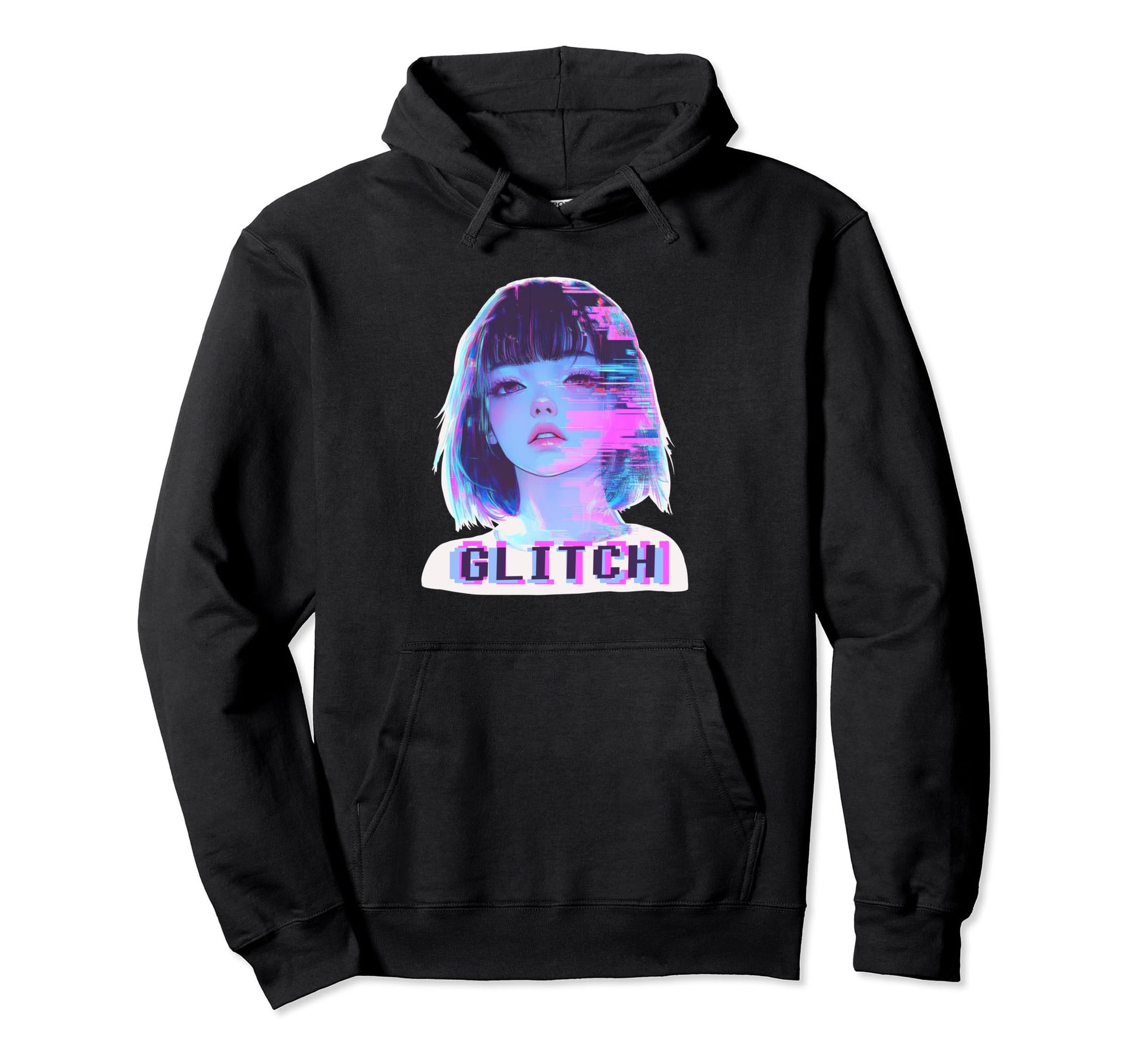 Japanese Vaporwave Edgy Sad Glitch Anime Hoodie - Custom Art Print Unisex - T-Shirt, Sweatshirt, Hoodie