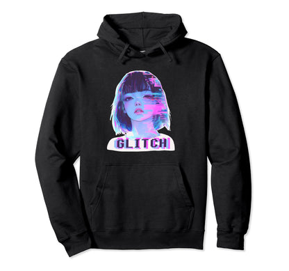 Japanese Vaporwave Edgy Sad Glitch Anime Hoodie - Custom Art Print Unisex - T-Shirt, Sweatshirt, Hoodie