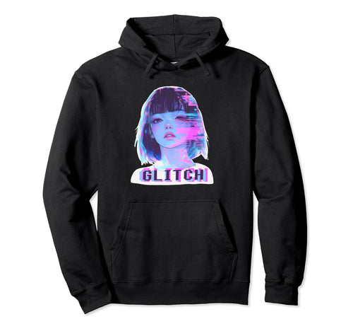 Japanese Vaporwave Edgy Sad Glitch Anime Hoodie - Custom Art Print Unisex - T-Shirt, Sweatshirt, Hoodie