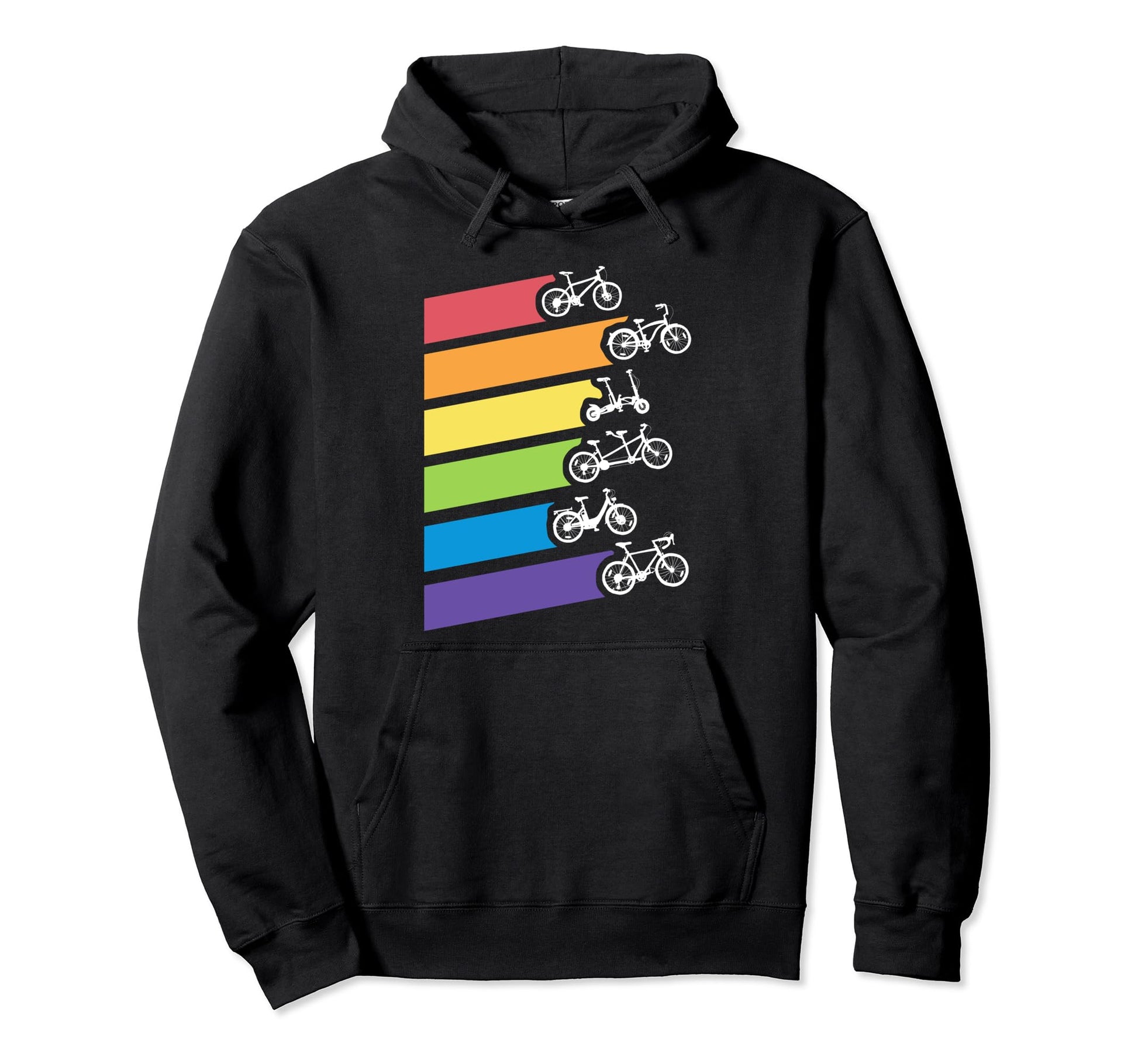 Rainbow Bicycles Cycling Bicycle Hoodie - Fun Novelty Design Men Women - T-Shirt, Sweatshirt, Hoodie