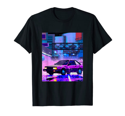 Vaporwave Car Synthwave City T-Shirt - Aesthetic Graphic Men Women - T-Shirt, Sweatshirt, Hoodie
