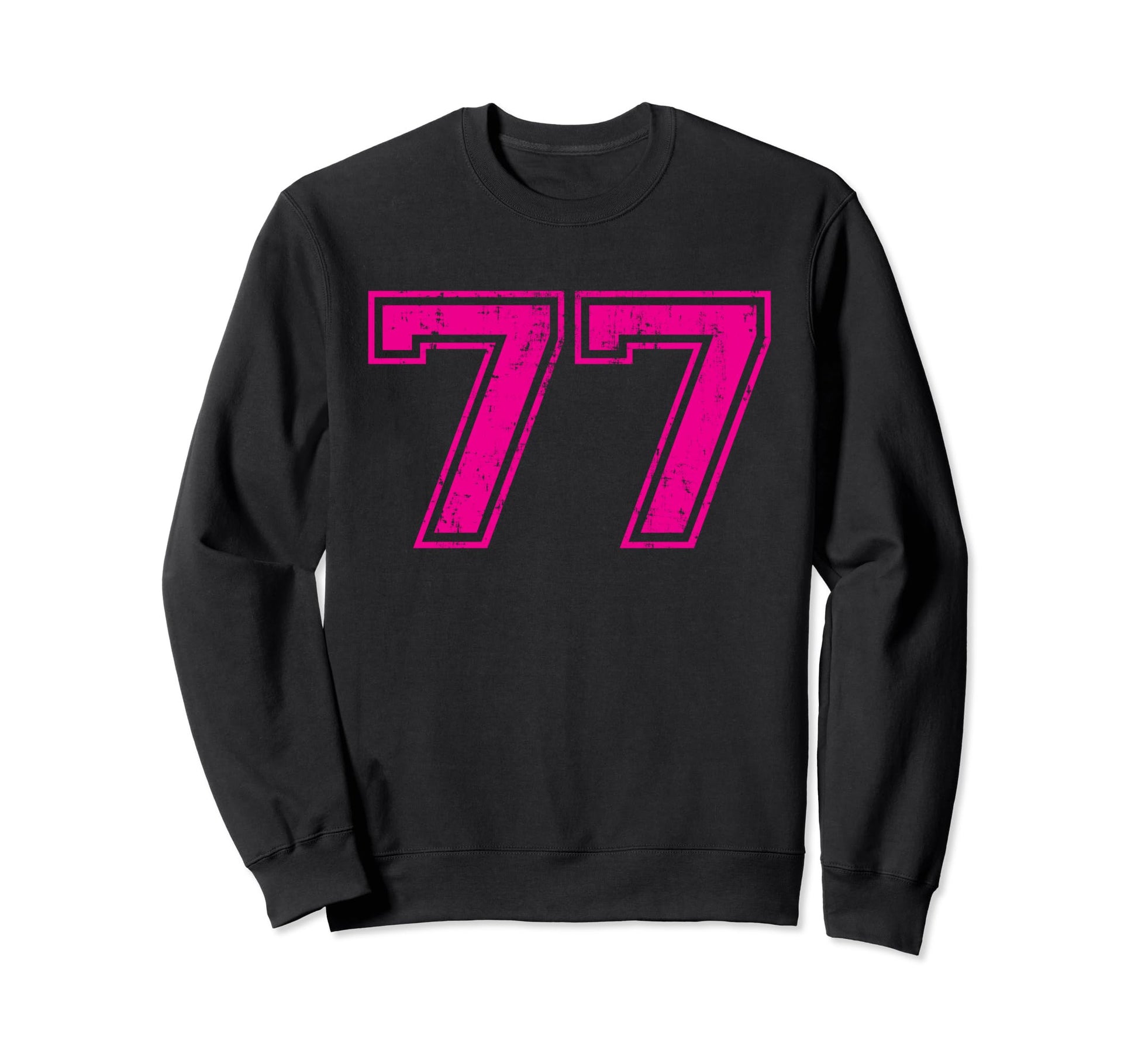 Number 77 Varsity Distressed Sport Sweatshirt - Novelty Apparel Unisex - T-Shirt, Sweatshirt, Hoodie