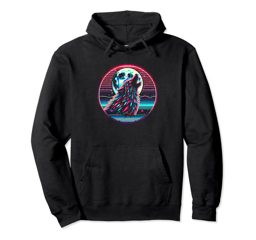 Therian Pride Month Moon Wolf Howl Hoodie - Minimalist Print for Adults - T-Shirt, Sweatshirt, Hoodie