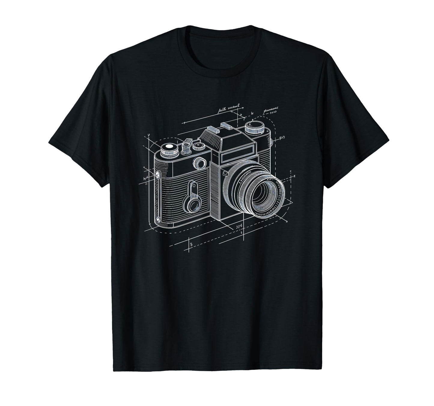 Exploded Camera Diagram Schematic Art T-Shirt - Trendy Graphic for Adults - T-Shirt, Sweatshirt, Hoodie