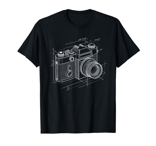 Exploded Camera Diagram Schematic Art T-Shirt - Trendy Graphic for Adults - T-Shirt, Sweatshirt, Hoodie