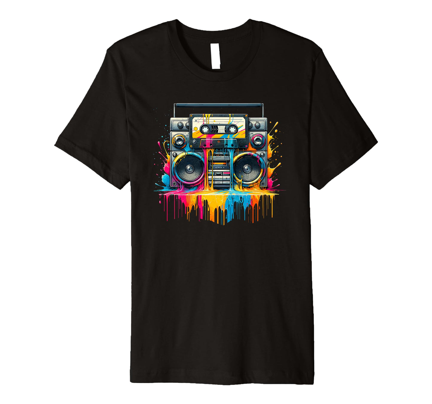Dripping Paint Boombox Old School T-Shirt - Fun Novelty Design Men Women - T-Shirt, Sweatshirt, Hoodie