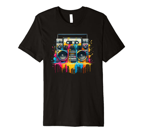 Dripping Paint Boombox Old School T-Shirt - Fun Novelty Design Men Women - T-Shirt, Sweatshirt, Hoodie