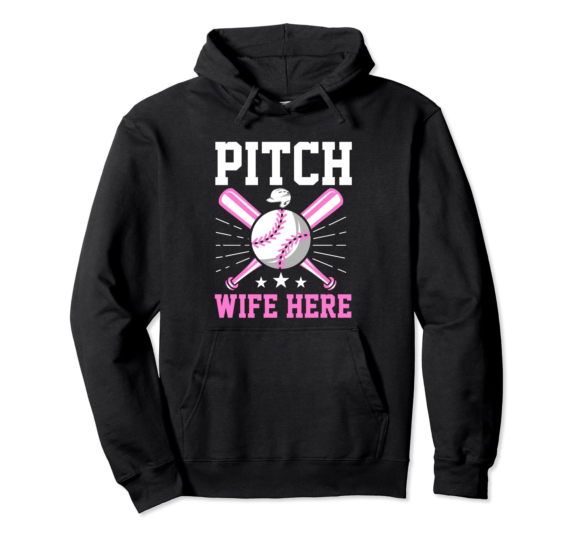 Pitch Wife Here Baseball Player Coach Hoodie - Novelty Apparel Men Women - T-Shirt, Sweatshirt, Hoodie