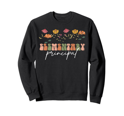 Boho Floral Elementary Principal Sweatshirt - Fun Novelty Design Men Women - T-Shirt, Sweatshirt, Hoodie