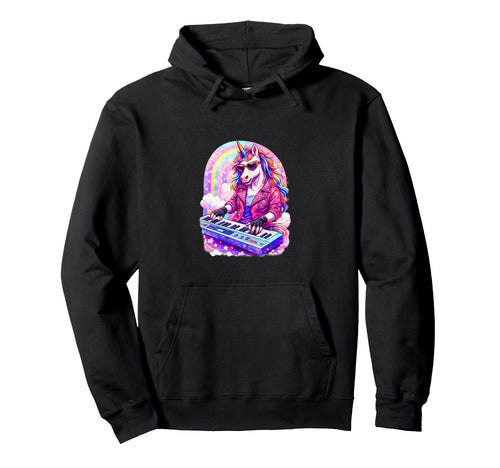 Pastel Unicorn Rocker Musician Hoodie - Minimalist Print for Adults - T-Shirt, Sweatshirt, Hoodie
