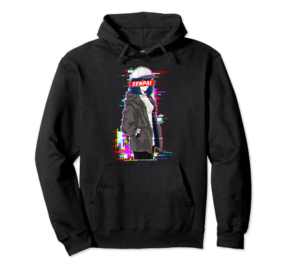 Senpai Vaporwave Aesthetic Anime Hoodie - Streetwear Style Unisex - T-Shirt, Sweatshirt, Hoodie