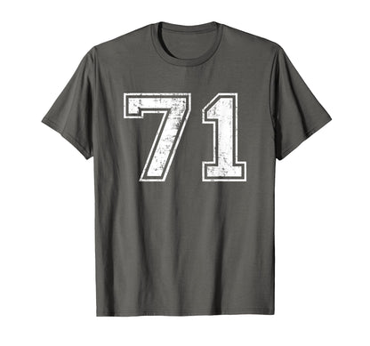 Number 71 Seventy One Distressed T-Shirt - Unique Graphic for Adults - T-Shirt, Sweatshirt, Hoodie
