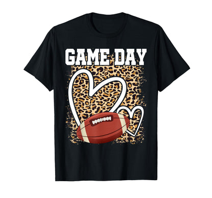 Game Day Leopard Heart Football Lovers T-Shirt - Streetwear Style Unisex - T-Shirt, Sweatshirt, Hoodie