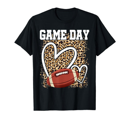 Game Day Leopard Heart Football Lovers T-Shirt - Streetwear Style Unisex - T-Shirt, Sweatshirt, Hoodie