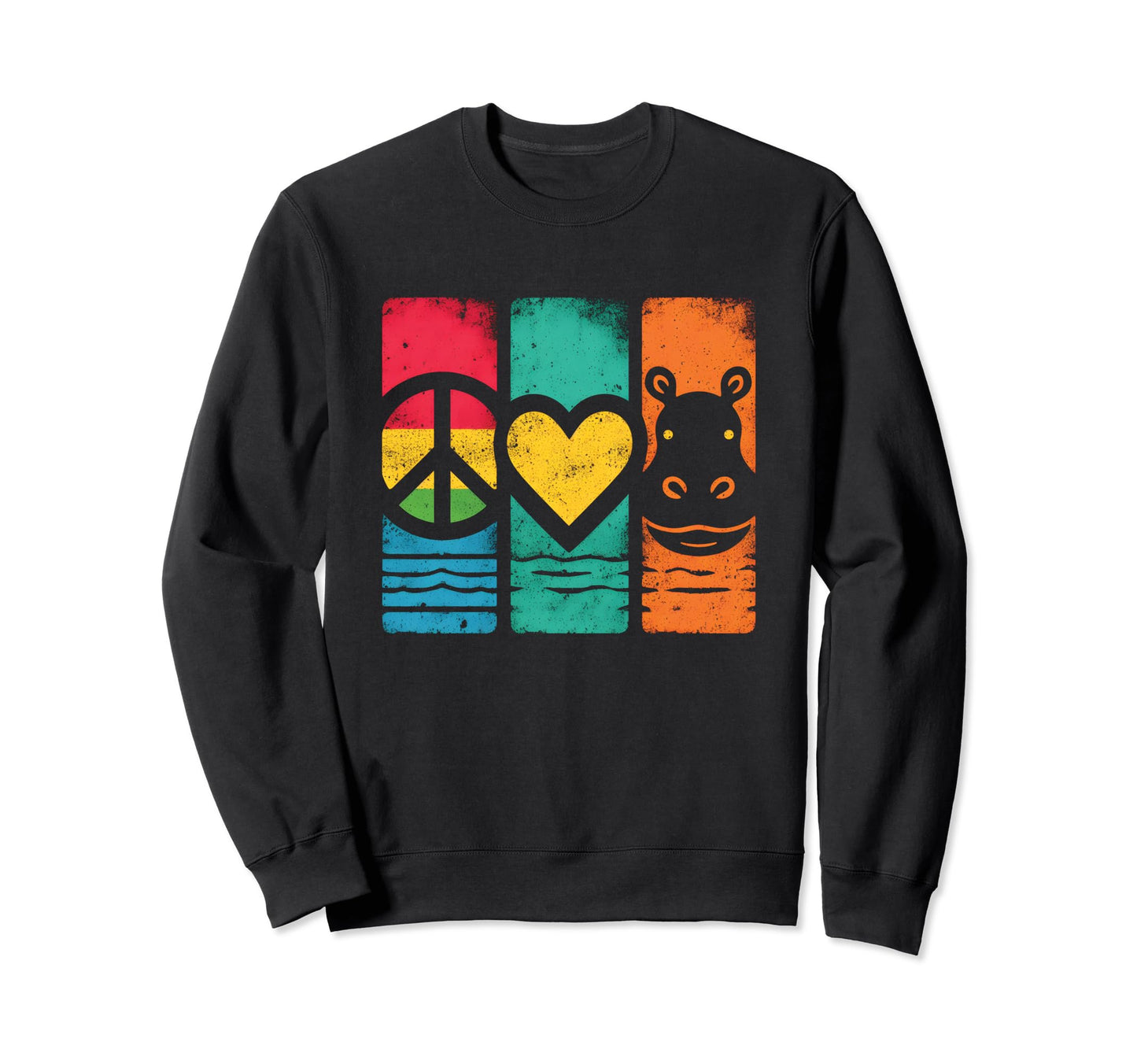 Peace Love And Hippos Peace Symbol Sweatshirt - Trendy Graphic Unisex - T-Shirt, Sweatshirt, Hoodie