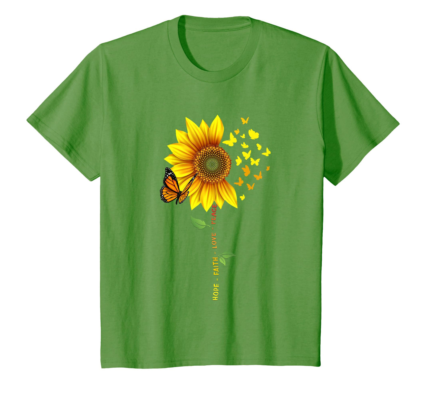 Sunflower Butterflies Hope Faith Love T-Shirt - Trendy Graphic for Adults - T-Shirt, Sweatshirt, Hoodie