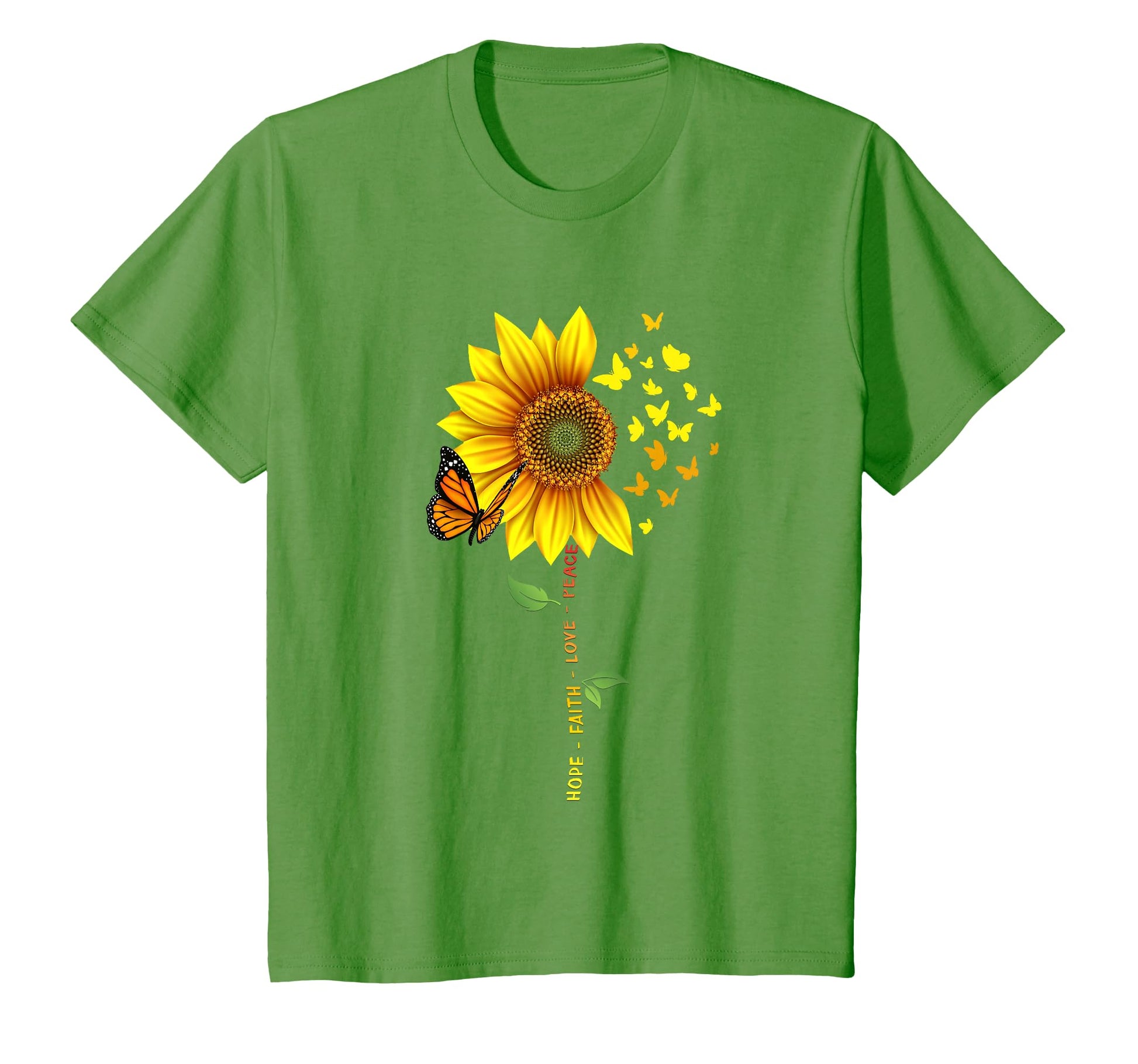 Sunflower Butterflies Hope Faith Love T-Shirt - Trendy Graphic for Adults - T-Shirt, Sweatshirt, Hoodie