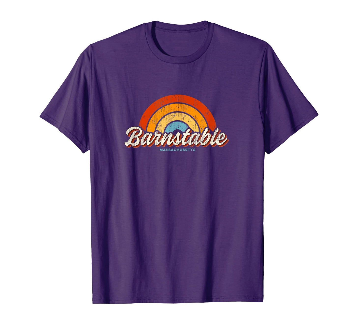 Barnstable Massachusetts Ma Rainbow 70S T-Shirt - Graphic Print Unisex - T-Shirt, Sweatshirt, Hoodie