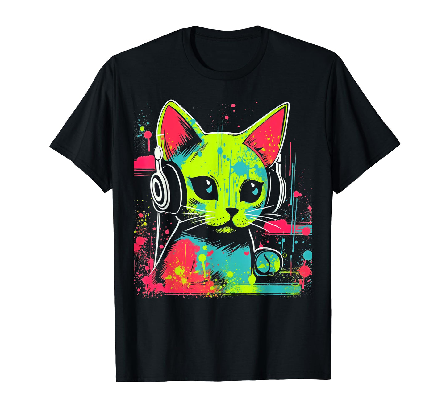 Kawaii Cat Dj Japanese Edm Y2K Aesthetic T-Shirt - Minimalist Print Unisex - T-Shirt, Sweatshirt, Hoodie