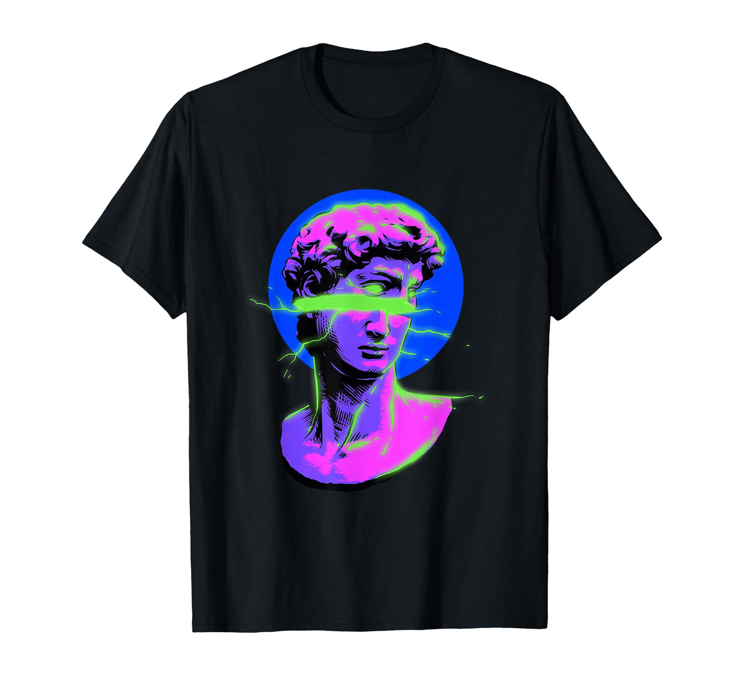 Vaporwave Lightning Bust Greek Sculpture T-Shirt - Custom Art Print Unisex - T-Shirt, Sweatshirt, Hoodie