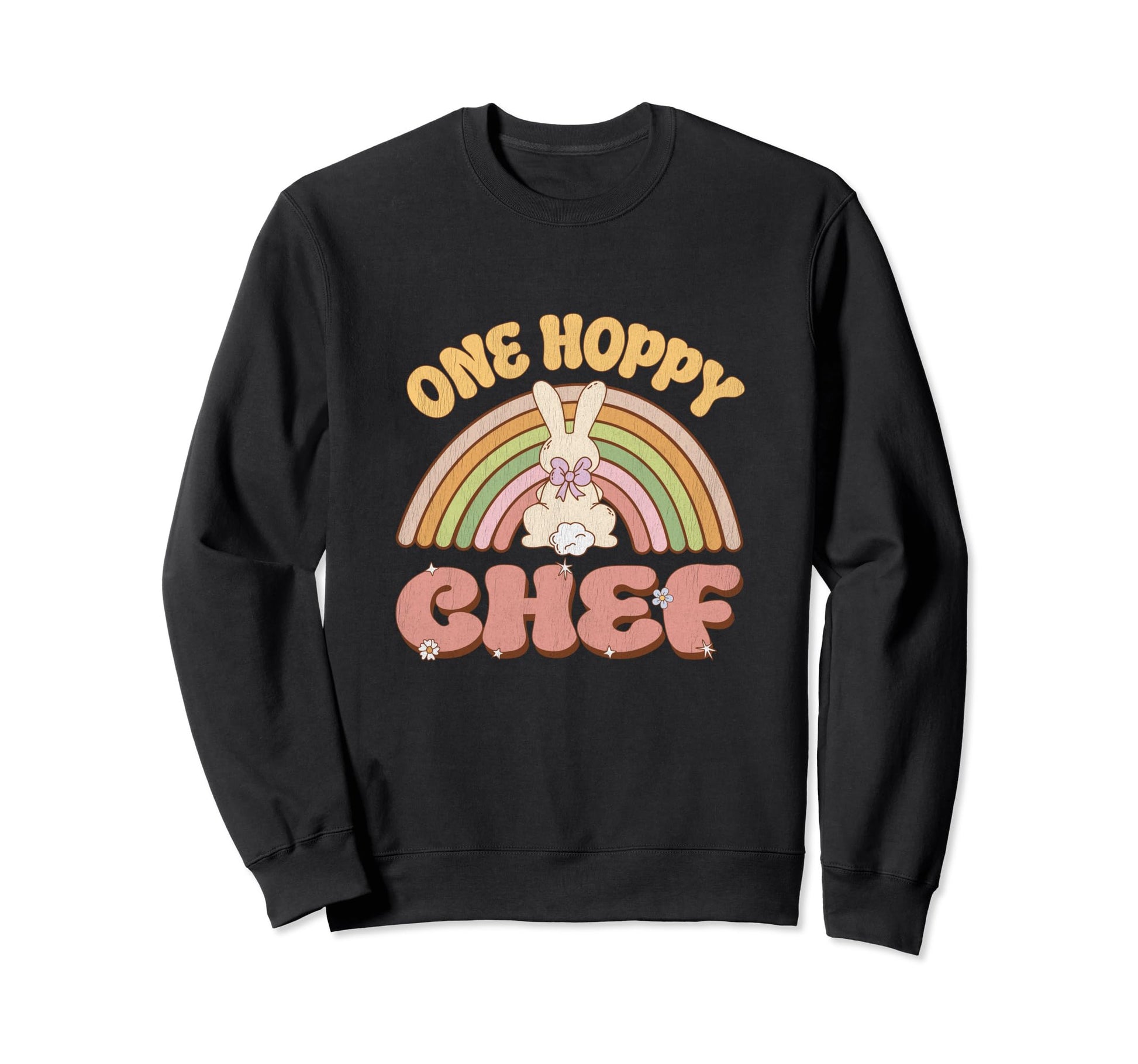 One Hoppy Chef Bunny Easter Rainbow Sweatshirt - Novelty Apparel for Adults - T-Shirt, Sweatshirt, Hoodie
