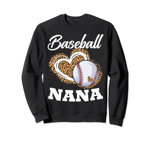 Baseball Nana Grandma Leopard Sweatshirt - Aesthetic Graphic for Adults - T-Shirt, Sweatshirt, Hoodie