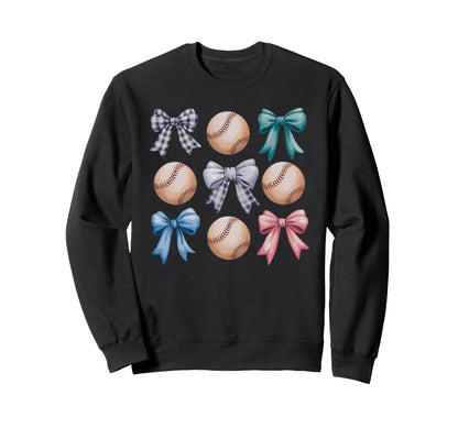 Baseball Coquette Bow Mom Sister Sweatshirt - Fun Novelty Design for Adults - T-Shirt, Sweatshirt, Hoodie