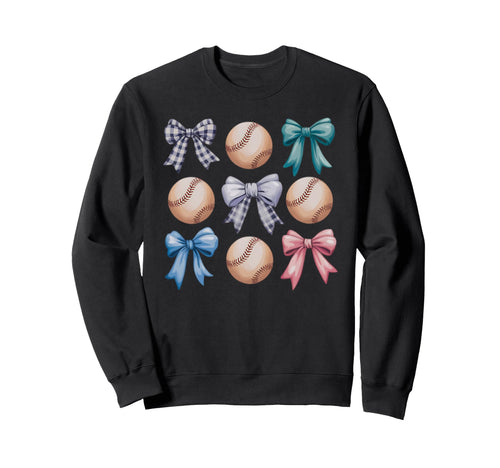 Baseball Coquette Bow Mom Sister Sweatshirt - Fun Novelty Design for Adults - T-Shirt, Sweatshirt, Hoodie