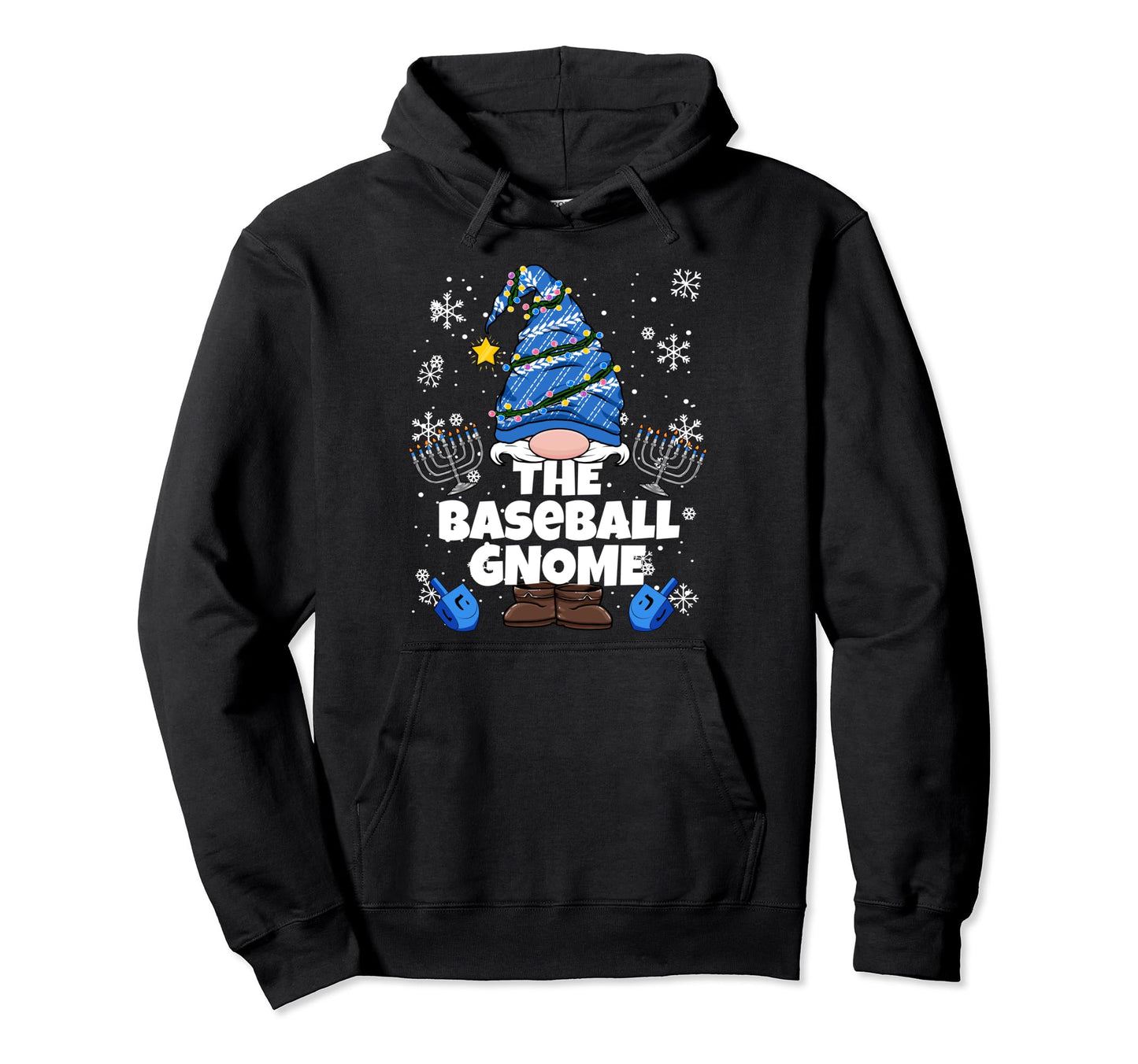 Baseball Gnome Funny Jewish Hanukkah Hoodie - Trendy Graphic for Adults - T-Shirt, Sweatshirt, Hoodie