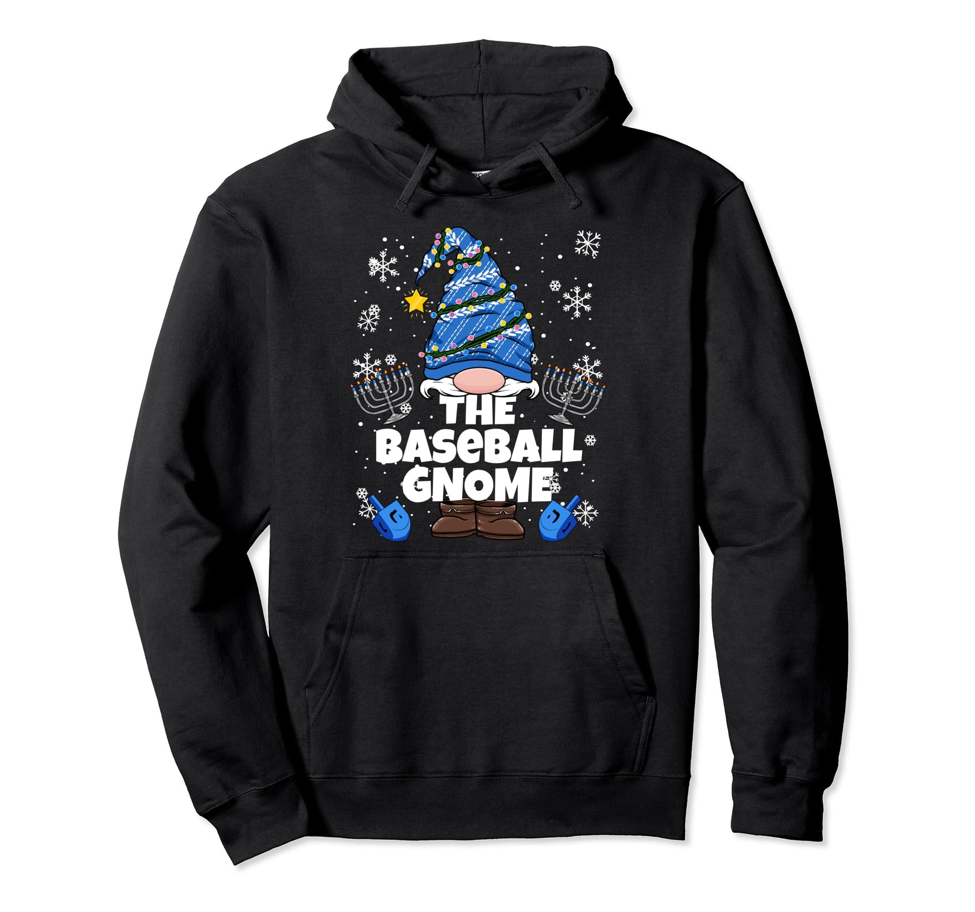 Baseball Gnome Funny Jewish Hanukkah Hoodie - Trendy Graphic for Adults - T-Shirt, Sweatshirt, Hoodie