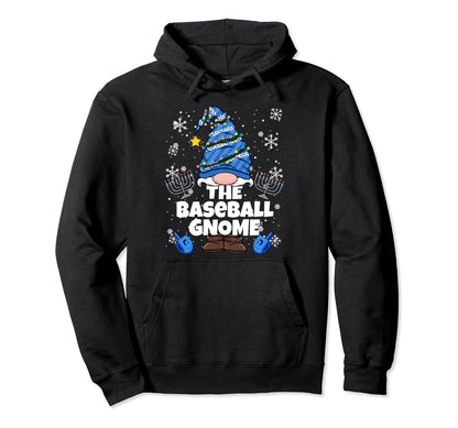 Baseball Gnome Funny Jewish Hanukkah Hoodie - Trendy Graphic for Adults - T-Shirt, Sweatshirt, Hoodie