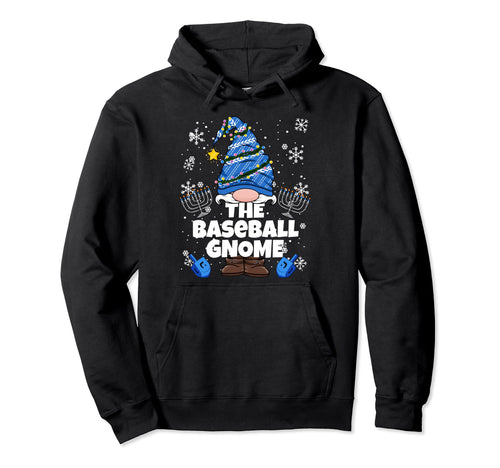 Baseball Gnome Funny Jewish Hanukkah Hoodie - Trendy Graphic for Adults - T-Shirt, Sweatshirt, Hoodie
