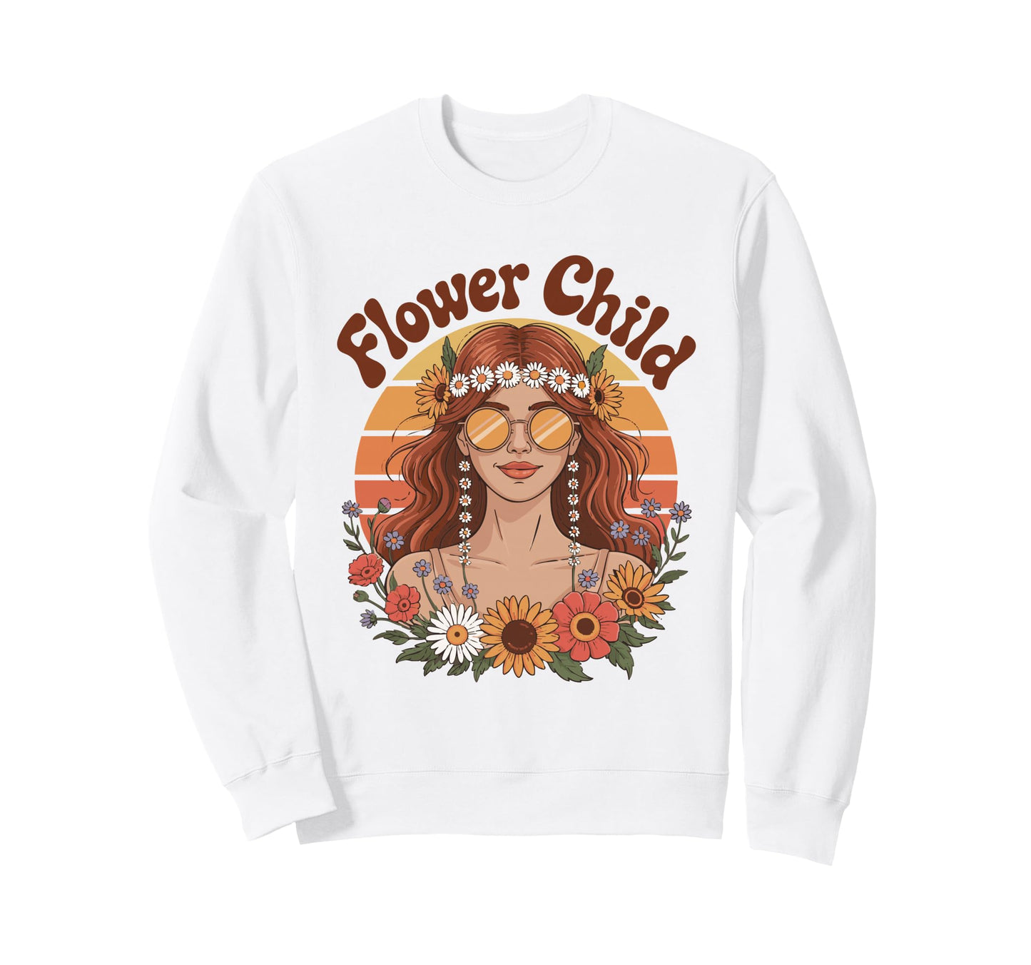 Boho Flower Child 70S Sweatshirt - Unique Graphic for Adults - T-Shirt, Sweatshirt, Hoodie