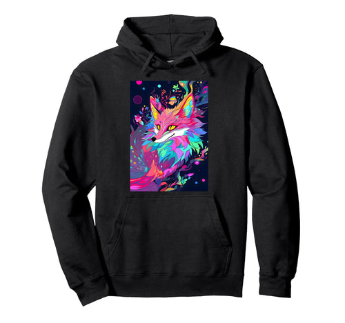 Fairytale Fox Rainbow Magical Forest 70S Hoodie - Unique Graphic Unisex - T-Shirt, Sweatshirt, Hoodie