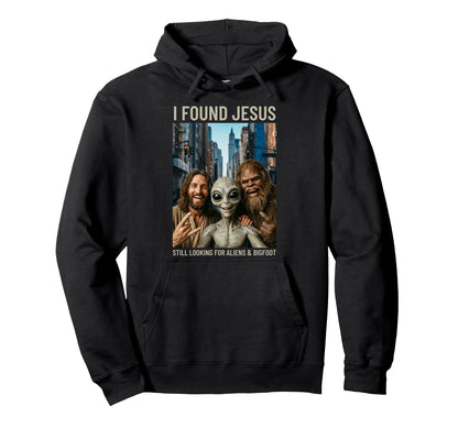 Funny Bigfoot Alien Jesus Rock Hand Hoodie - Novelty Apparel for Adults - T-Shirt, Sweatshirt, Hoodie