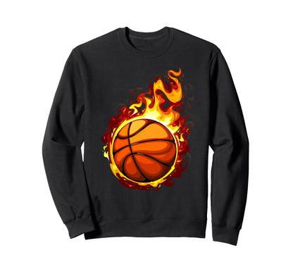 Basketball Ball Fire Basketball Sweatshirt - Custom Art Print Men Women - T-Shirt, Sweatshirt, Hoodie