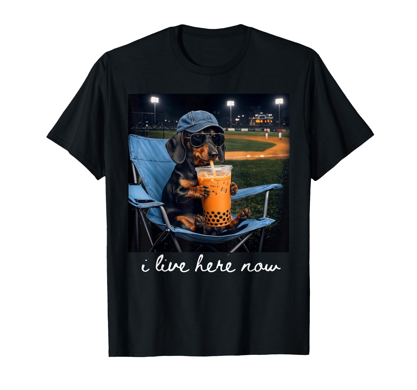 Dachshund Drink Iced Coffee Baseball T-Shirt - Trendy Graphic for Adults - T-Shirt, Sweatshirt, Hoodie