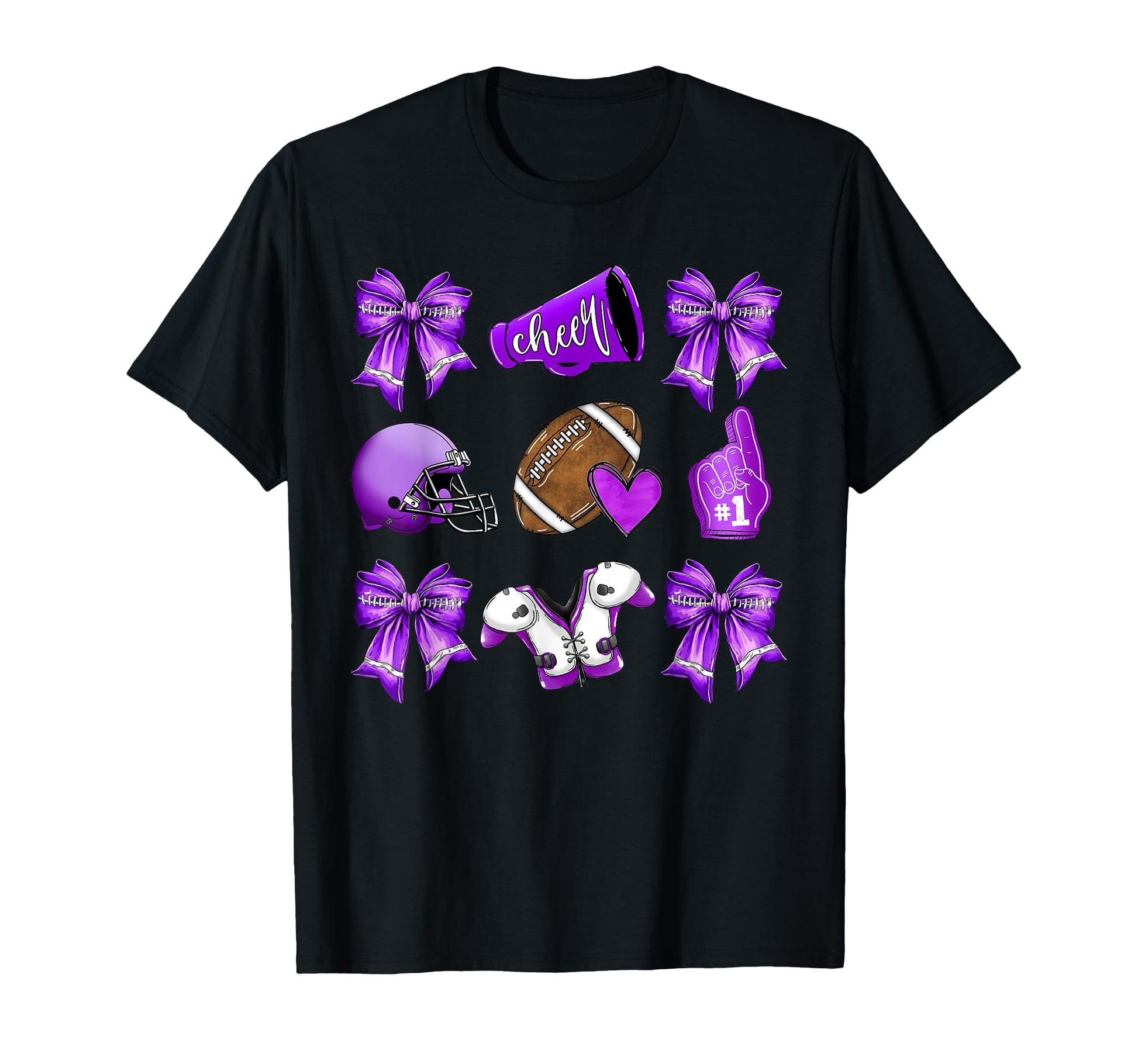 Purple Football Mom Coquette Bows T-Shirt - Casual Everyday Wear Men Women - T-Shirt, Sweatshirt, Hoodie