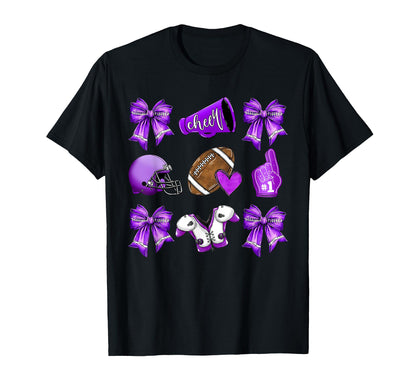Purple Football Mom Coquette Bows T-Shirt - Casual Everyday Wear Men Women - T-Shirt, Sweatshirt, Hoodie