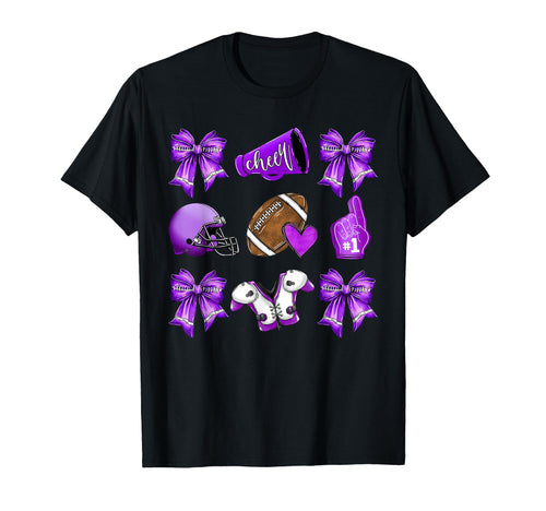 Purple Football Mom Coquette Bows T-Shirt - Casual Everyday Wear Men Women - T-Shirt, Sweatshirt, Hoodie