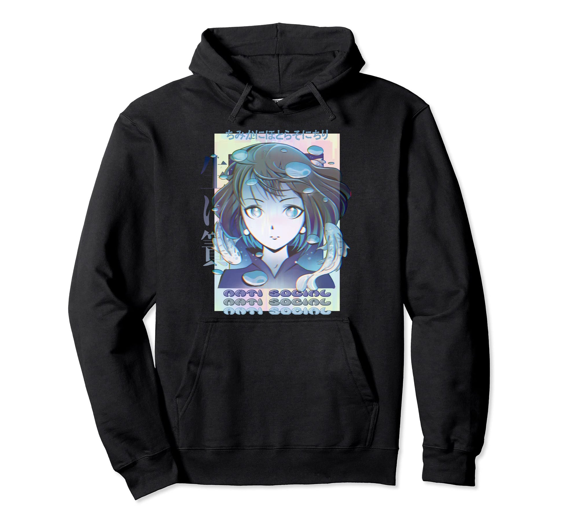 Antisocial Sad Anime Manga Pastel Lofi Hoodie - Unique Graphic for Adults - T-Shirt, Sweatshirt, Hoodie