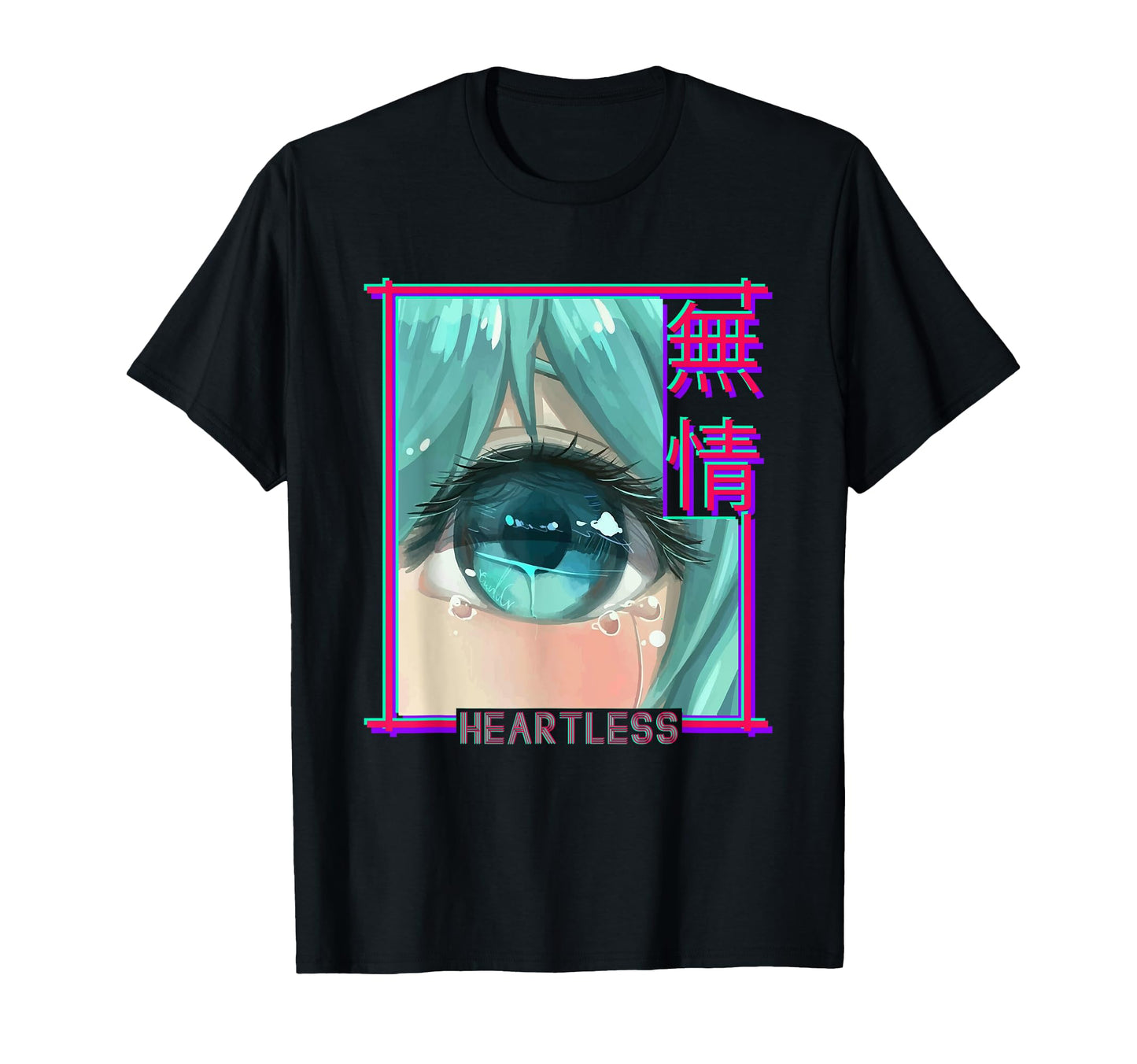 Sad Anime Heartless Japanese Vaporwave T-Shirt - Unique Graphic Men Women - T-Shirt, Sweatshirt, Hoodie